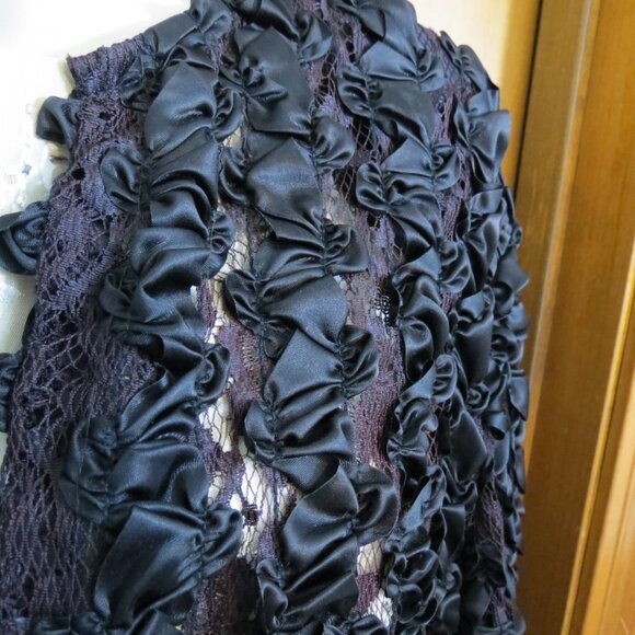 VTG Sweet Herb Black Ribbon & Brown Lace Bolero Jacket Size M/L - Picture 5 of 10